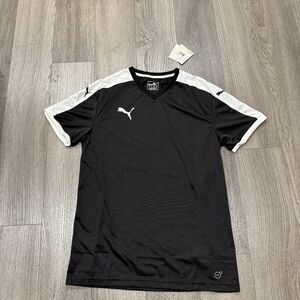 BNWT Puma Men Liga Soccer Jersey Black/White Size Medium Football Plain Shirt